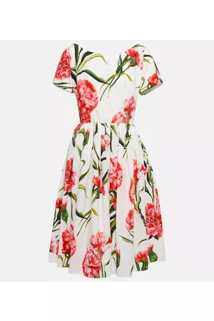 Dolce & Gabbana Women Printed Dresses - Floral A-line cotton midi dress