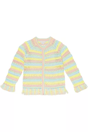 Stella McCartney Kids Sweatshirts - Striped crochet cotton cardigan
