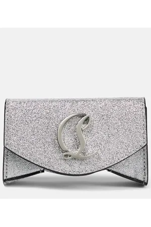 Loubitwist small - Clutch - Glittered calf leather - Silver
