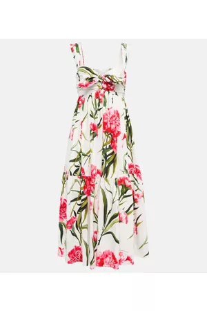 Dolce & Gabbana Women Printed Dresses - Floral cotton poplin midi dress
