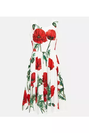 Dolce & Gabbana Women Printed Dresses - Floral cotton-blend midi dress