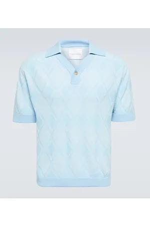 Argyle Wool Polo Shirt in Blue - King Tuckfield