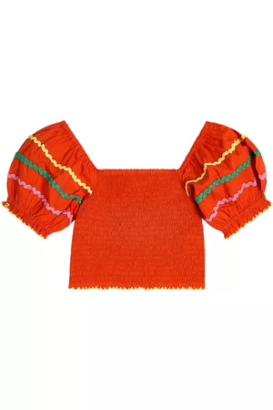 Stella McCartney Kids Blouses - Shirred embroidered cotton top