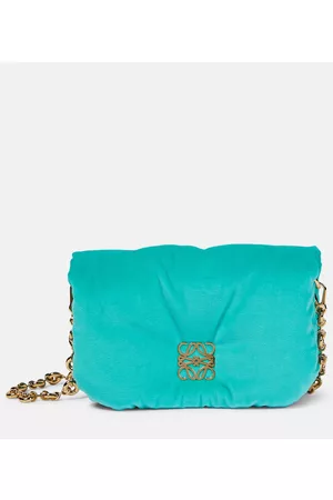 Loewe Women Purses - Goya Puffer Small velvet shoulder bag