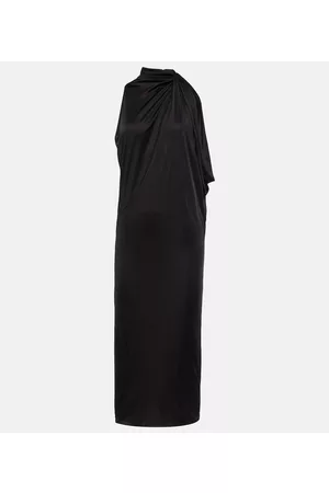 VERSACE Women Midi Dresses - Cutout turtleneck satin midi dress