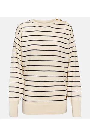 Moncler Women Blouses - Girocollo wool, cotton, and cashmere striped sweater