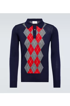 Ami Men Argyle Sweaters - Argyle wool sweater