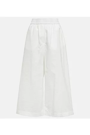 Loewe Women Wide Leg Pants - Anagram wide cotton-blend pants