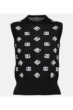 Dolce & Gabbana Women Tops - Logo intarsia wool and silk top