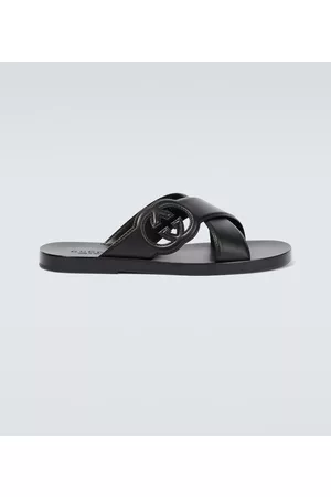Gucci Men Leather Sandals - GG leather sandals