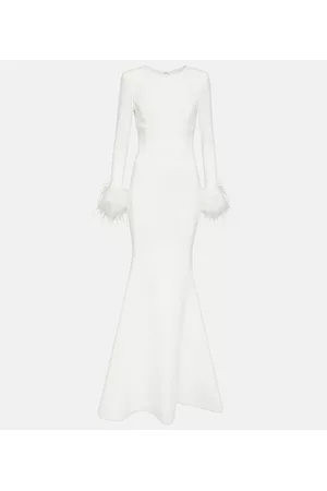 Rebecca Vallance Women Evening Dresses - Bridal feather-trimmed crÃªpe gown