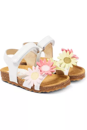 Il gufo Sandals - Baby floral appliqué leather sandals