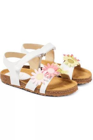 Il gufo Sandals - Baby floral appliqué leather sandals