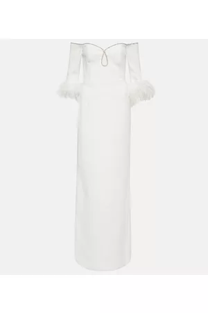 Rebecca Vallance Women Evening Dresses - Bridal Plume feather-trimmed crêpe gown