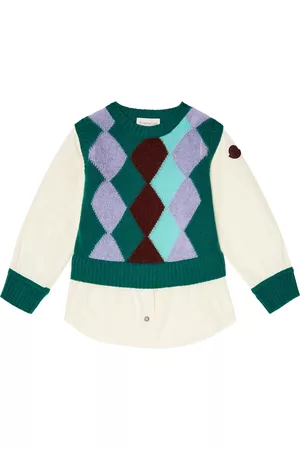 Moncler Kids Argyle Sweaters - Argyle wool-blend sweater
