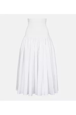 Alexander McQueen Women Midi Skirts - Cotton poplin midi skirt