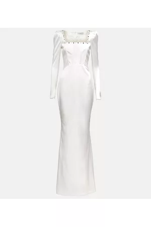Alessandra Rich Women Evening Dresses & Gowns - Square-neck silk-blend gown