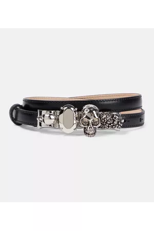 Alexander McQueen Women Belts - The Kunckle embellished leather belt