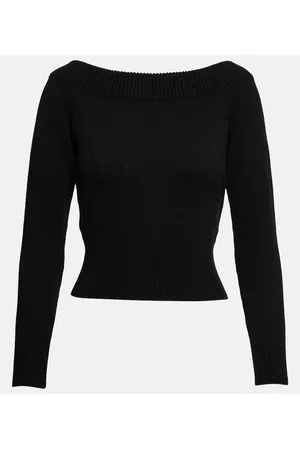 Alexander McQueen Women Strapless Tops - Off-shoulder wool and cashmere sweater