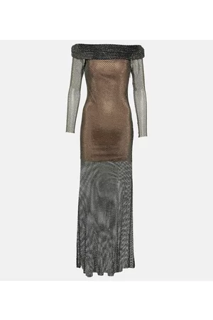 Self-Portrait Women Evening Dresses & Gowns - Crystal-embellished fishnet gown