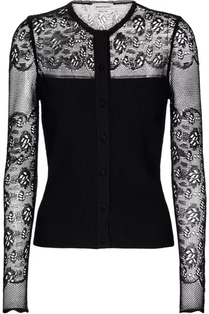 Alexander McQueen Women Lace-up Tops - Lace-trimmed cardigan