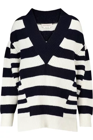 Alexander McQueen Women Blouses - Striped wool and cashmere sweater