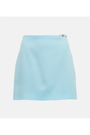 VERSACE La Greca embossed stretch-terry mini skirt