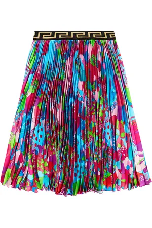 Medusa Checked Wool Skirt in Multicoloured - Versace Kids