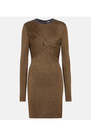 Fendi Ff Logo Jacquard Sweater Dress in Brown