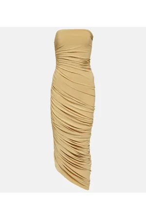 Strapless Tailored Terry Side Slit Gown