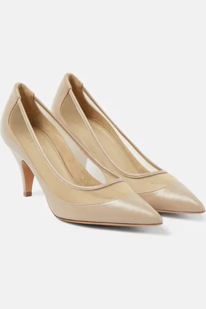 Khaite River leather and mesh pumps