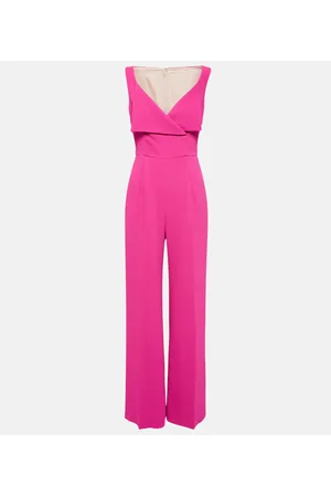 Blue Whitney pleated wool-crepe flared jumpsuit, Emilia Wickstead