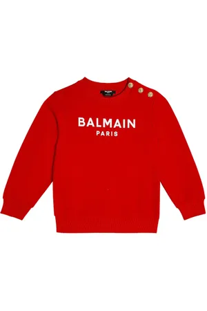 Balmain Kids intarsia-knit logo jumper - Red