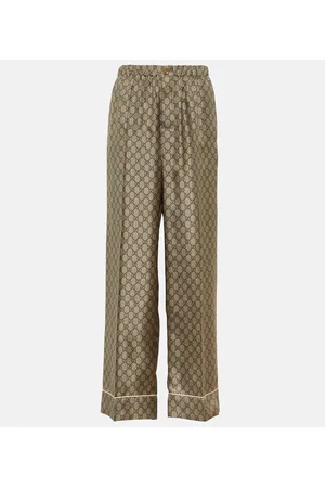 Womens Gucci yellow GG Supreme Flared Tailored Trousers