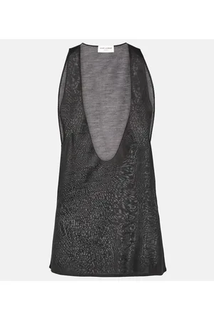 Sheer tank top in silk muslin, Saint Laurent