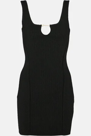 Petite Pearlized Button Trim Ribbed Sweater Dress