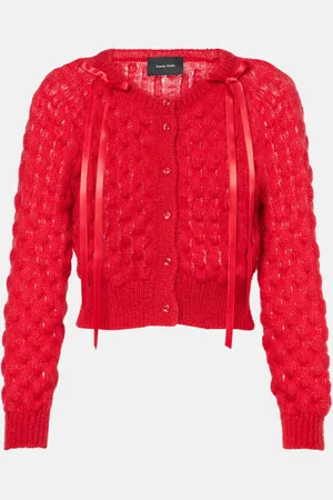 Simone Rocha Bow-detail open-knit wool-blend cardigan