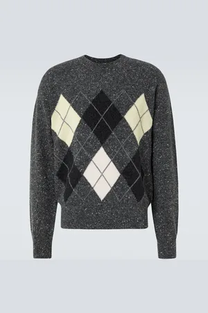 The Row Pincer argyle cashmere tweed sweater