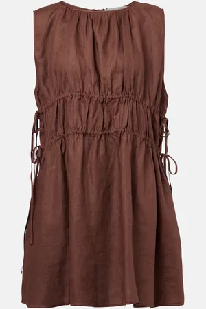 ASCENO Gathered linen minidress
