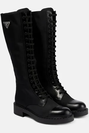 Prada Re-Nylon and leather knee-high boots