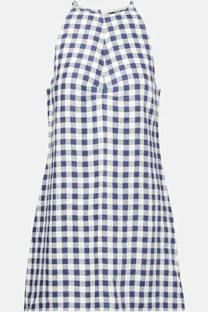 ASCENO Antiqua gingham linen minidress