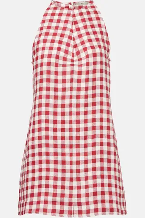 ASCENO Antiqua gingham linen minidress