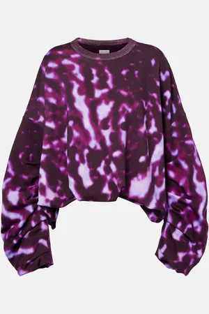 DRIES VAN NOTEN Printed draped cotton sweatshirt