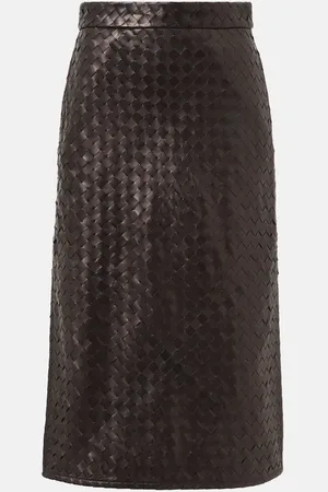 Bottega Veneta Intrecciato leather midi skirt