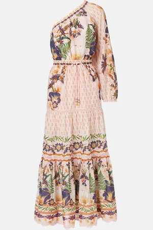 Farm Rio Floral one-shoulder cotton maxi dress