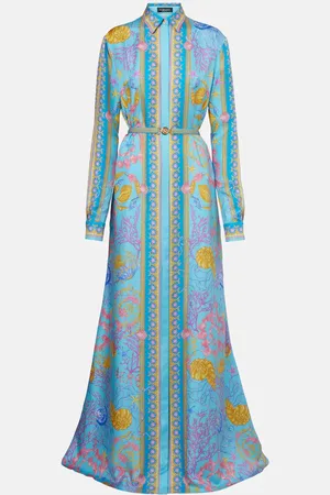 VERSACE Underwater Barocco silk twill maxi dress