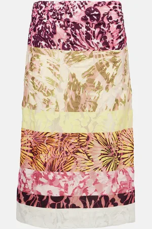 DRIES VAN NOTEN Colorblocked gathered midi skirt