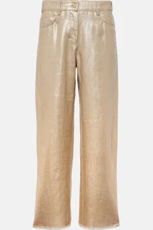 Max Mara High-rise cropped linen wide-leg pants