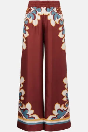 La DoubleJ Printed high-rise silk twill palazzo pants