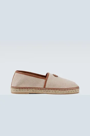 VALENTINO GARAVANI VLogo leather-trimmed canvas espadrilles